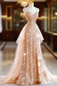A-Line Formal Prom Dress Sparkle & Shine Dress Wedding Guest Sweet 16 Floor Length Sleeveless Sweetheart Tulle With Sequin
