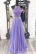 A Line Purple Lace Long Formal Prom Dresses with Belt, Purple Lace Formal Dresses, Purple Evening Dresses, Bridesmaid Dresses