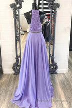 A Line Purple Lace Long Formal Prom Dresses with Belt, Purple Lace Formal Dresses, Purple Evening Dresses, Bridesmaid Dresses