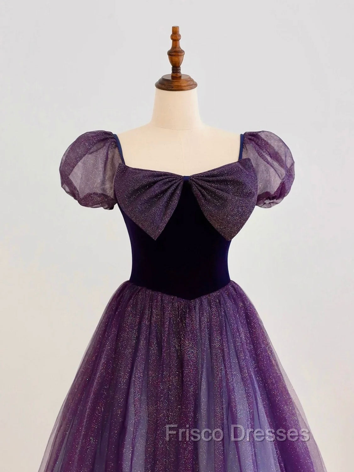 A-Line Purple Long Formal Prom Dress, Purple Tulle Evening Dress