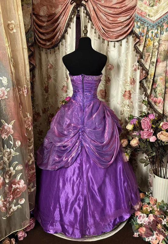 A Line Purple Strapless Prom Gown Unique Long Evening Dresses Secondary image