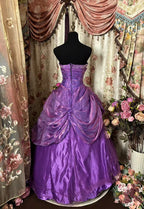 A Line Purple Strapless Prom Gown Unique Long Evening Dresses