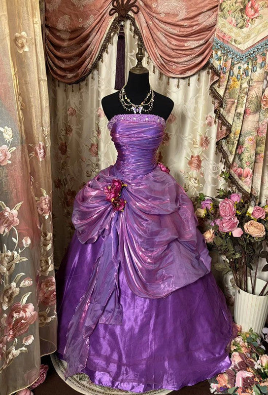 A Line Purple Strapless Prom Gown Unique Long Evening Dresses Main image