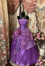 A Line Purple Strapless Prom Gown Unique Long Evening Dresses