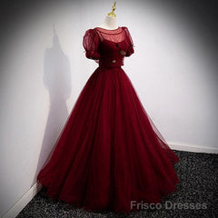 A Line Red Long Prom Dresses