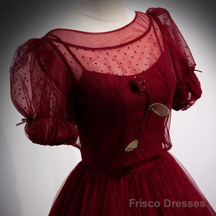 A Line Red Long Prom Dresses