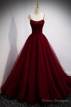 A Line Red Long Prom Dresses
