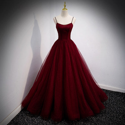 A Line Red Long Prom Dresses