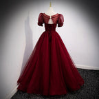 A Line Red Long Prom Dresses