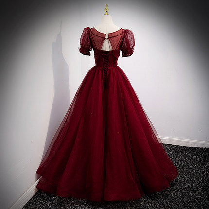 A Line Red Long Prom Dresses