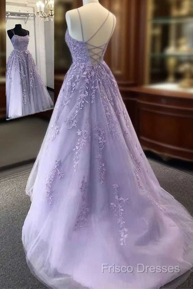 A-Line Round Nack Tulle Lace Formal Prom Dress Formal Dress, Main image