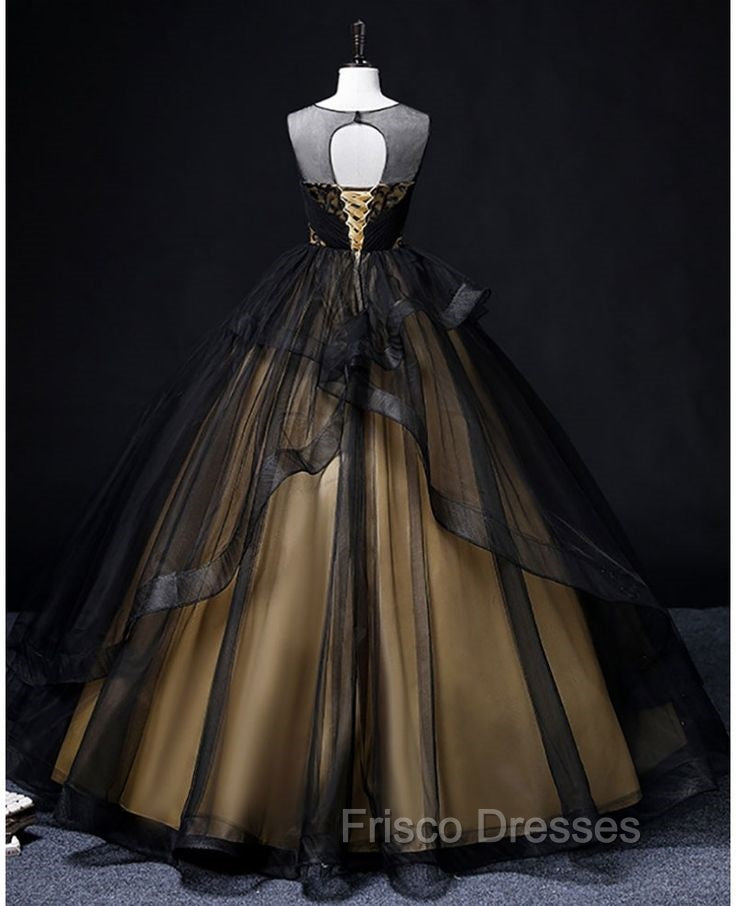 A-Line Round Neck Tulle Long Formal Prom Dress, Elegant Evening Dress Secondary image