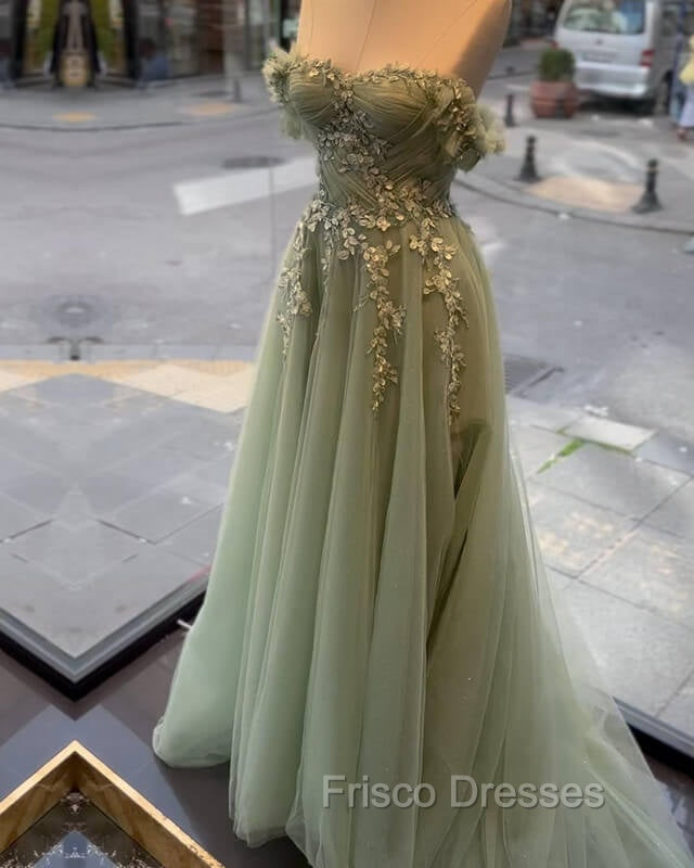 A-Line Sage Tulle Lace Appliques Dress Secondary image