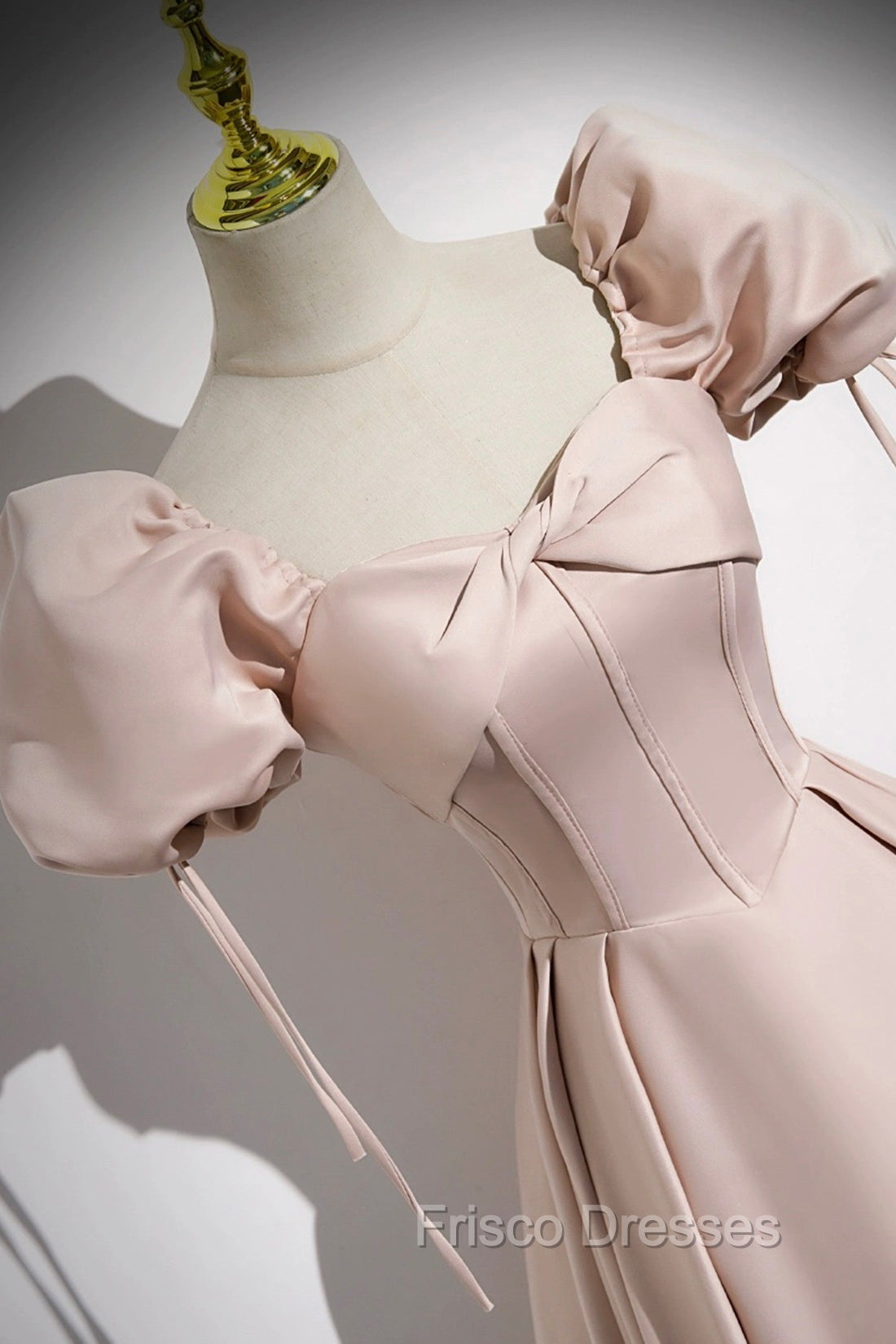 A-Line Satin Floor Length Pink Corset Formal Prom Dress, Off the Shoulder Evening Dress