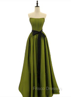 A-line Satin Green Long Party Dress Formal Dress, Green Long Evening Dress Formal Prom Dress