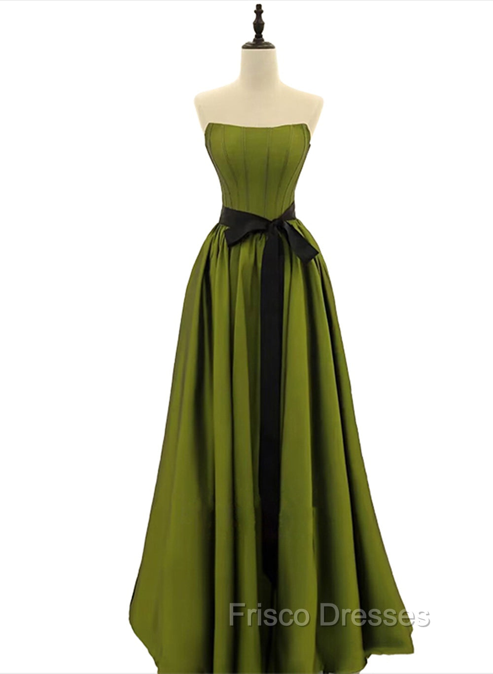 A-line Satin Green Long Party Dress Formal Dress, Green Long Evening Dress Formal Prom Dress