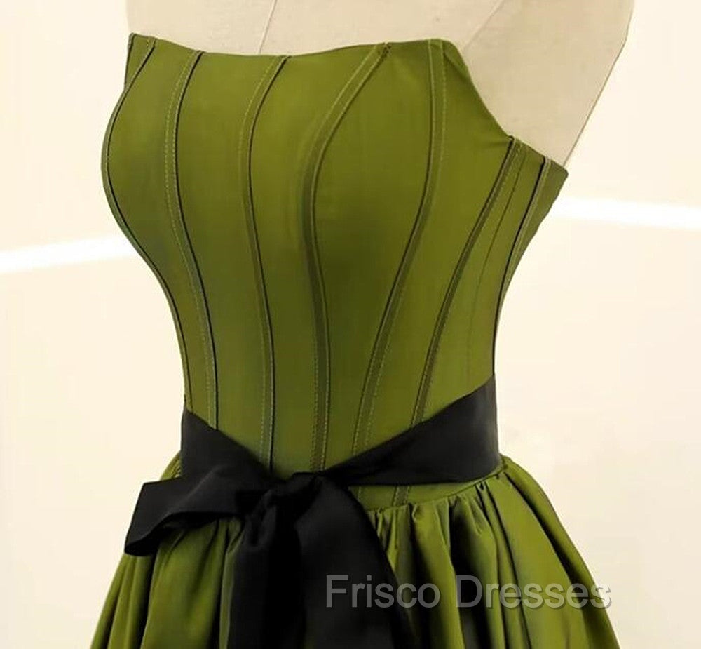 A-line Satin Green Long Party Dress Formal Dress, Green Long Evening Dress Formal Prom Dress