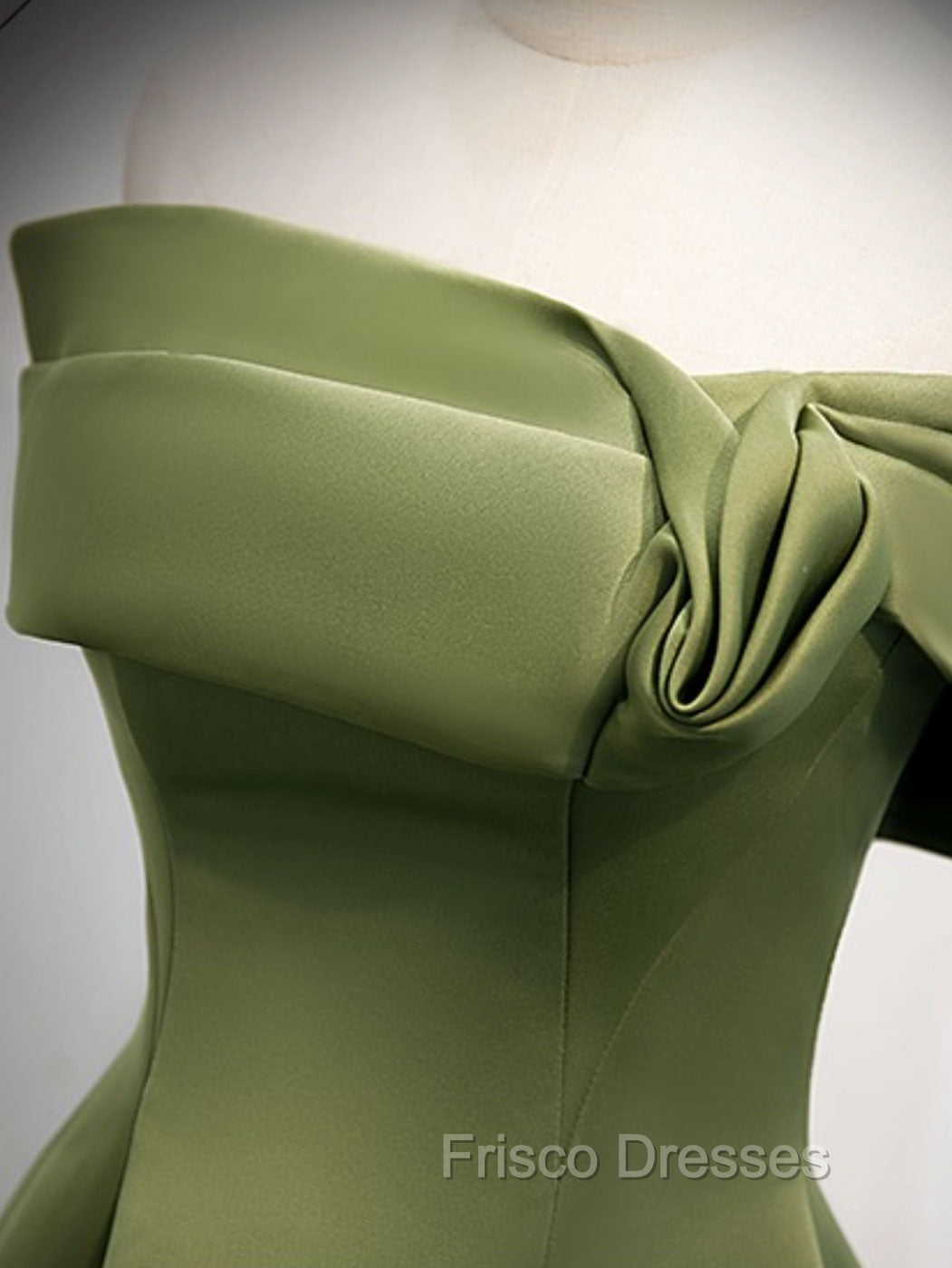 A-Line Satin Green Long Formal Prom Dress, Green Formal Dress