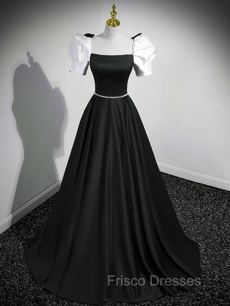 A-Line Satin Green Long Formal Prom Dress, Green A-Line Formal Dress