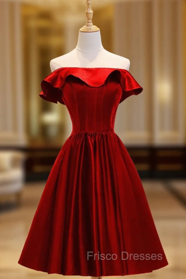 A-Line Satin Green Short Formal Prom Dress, Green Homecoming Dress Main image