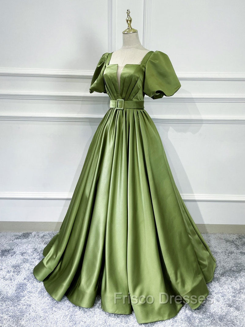 A line Satin Long Green Formal Prom Dress, Green Formal Evening Graduation Dress Secondary image