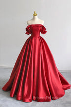 A-Line Satin Long Formal Prom Dress, Elegant Off The Shoulder Evening Party Dress