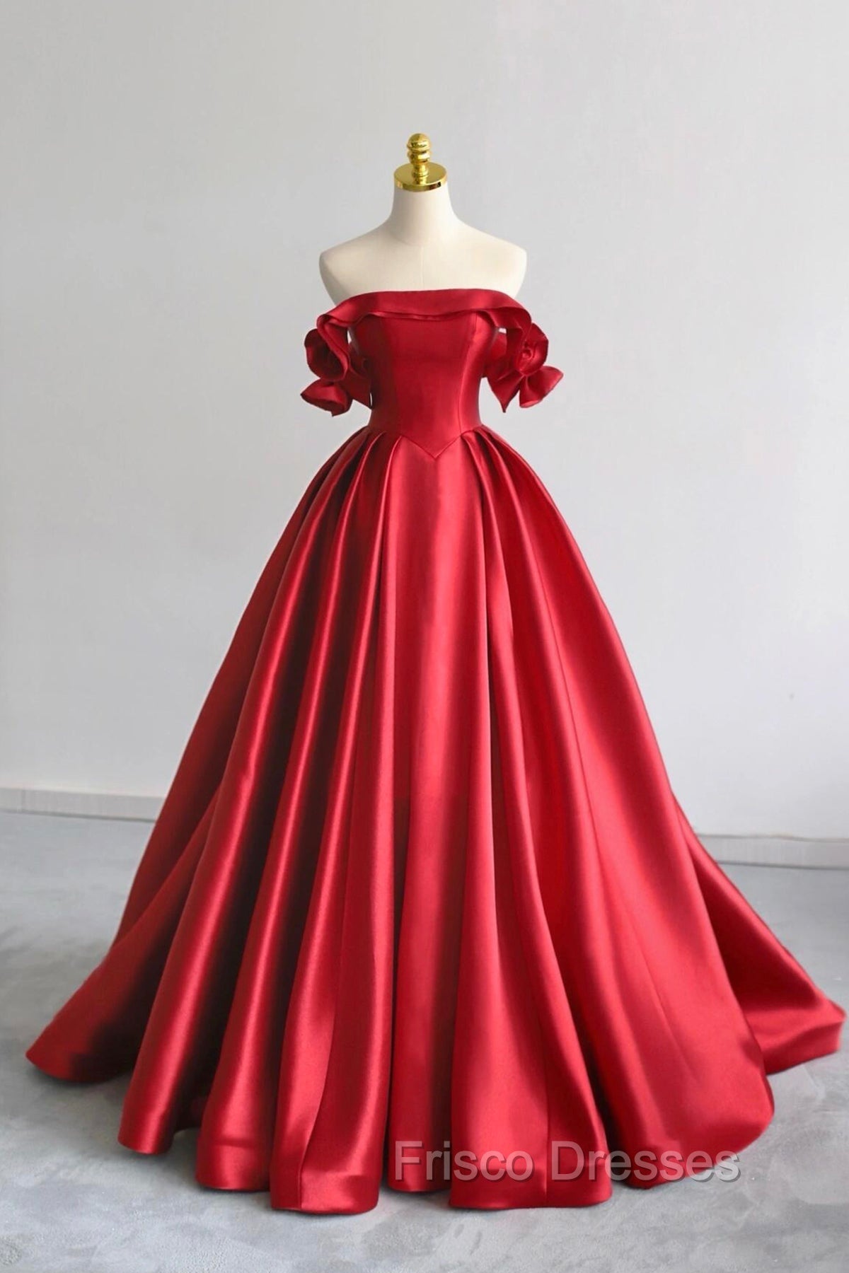 A-Line Satin Long Formal Prom Dress, Elegant Off The Shoulder Evening Party Dress