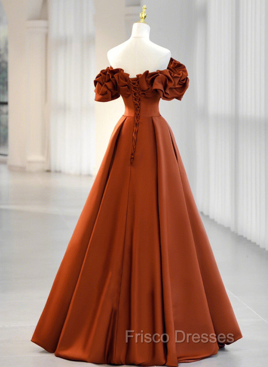 A-line Satin Off Shoulder Sweetheart Long Formal Prom Dress, Satin Floor Length Party Dress