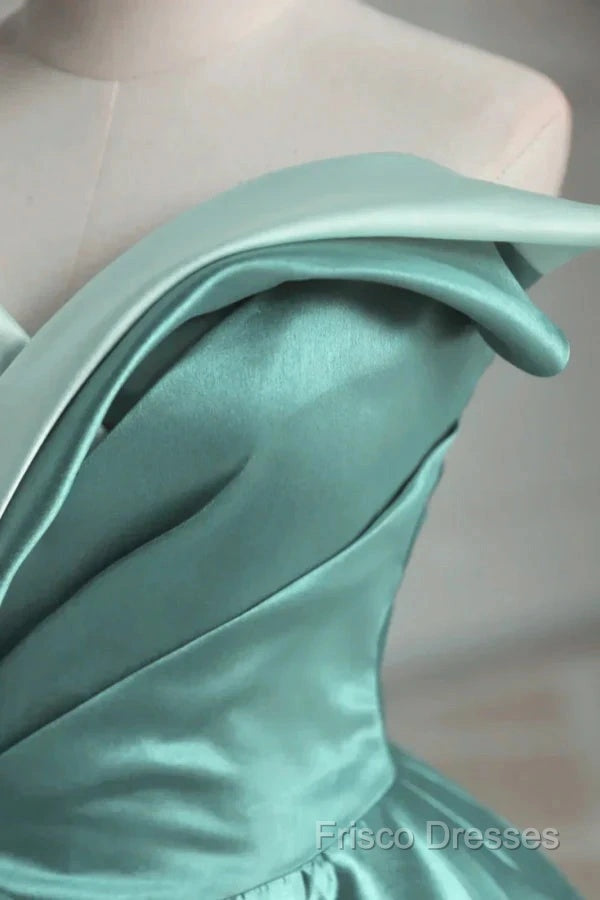 A-Line Satin Off-The-Shoulder Long Formal Prom Dress Wedding Dress