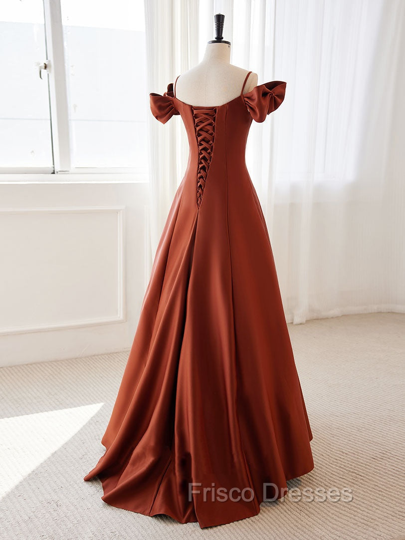 A-Line Satin Orange Long Formal Prom Dress, Orange Long Formal Dress