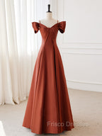 A-Line Satin Orange Long Formal Prom Dress, Orange Long Formal Dress