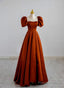 A-Line Satin Simple Short Sleeves Long Formal Dress, Satin Prom Dress