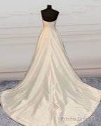 A Line Satin Sleeveless Wedding Dress