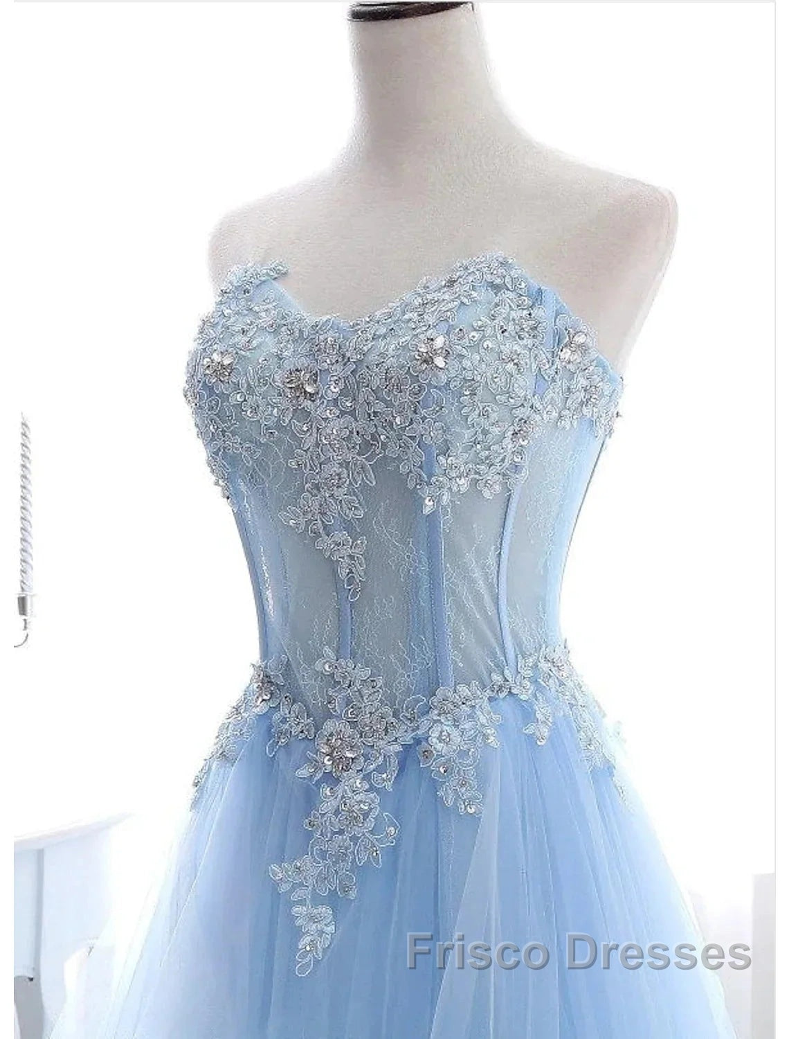 A-Line Sexy Engagement Formal Prom Birthday Dress Strapless Sleeveless Lace Pleats