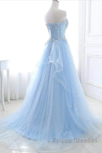 A-Line Sexy Engagement Formal Prom Birthday Dress Strapless Sleeveless Lace Pleats
