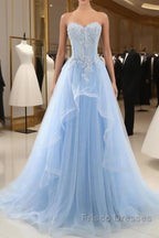 A-Line Sexy Engagement Formal Prom Birthday Dress Strapless Sleeveless Lace Pleats