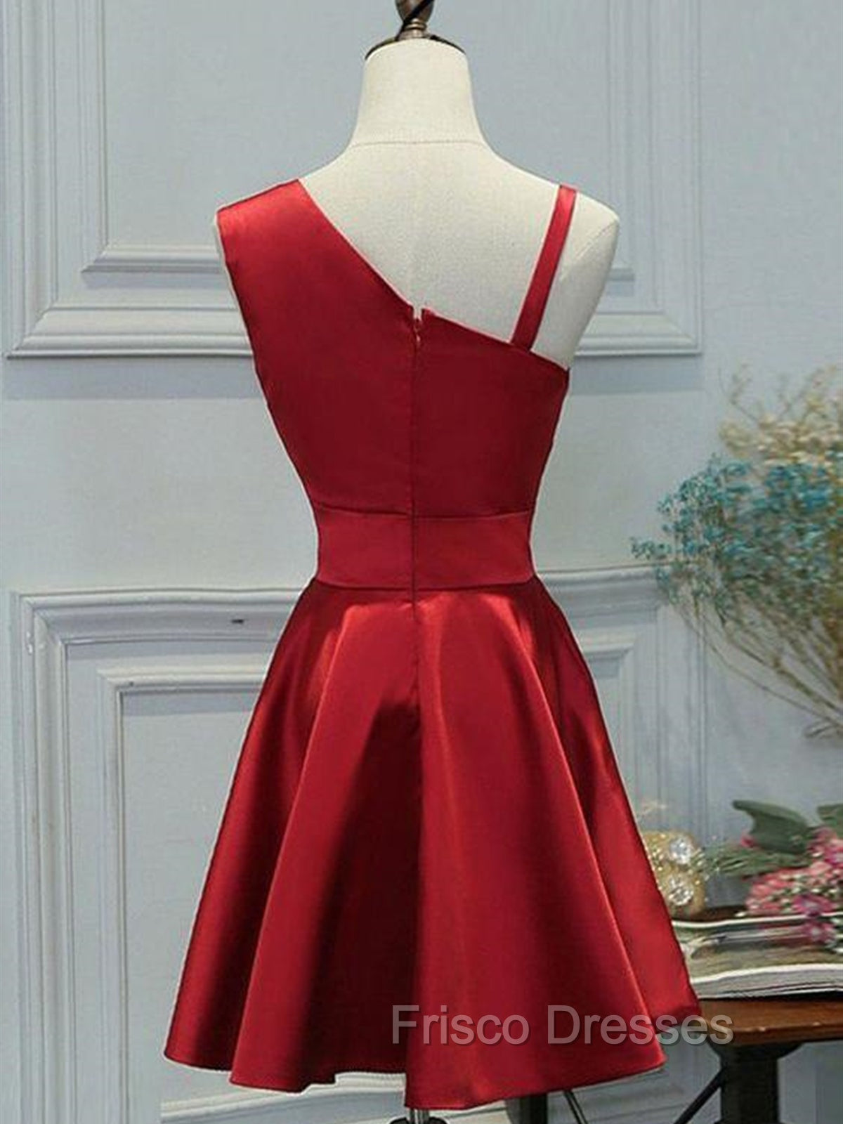A Line Short Red Formal Prom Dress, Short Red Graduation Homecoming Dress