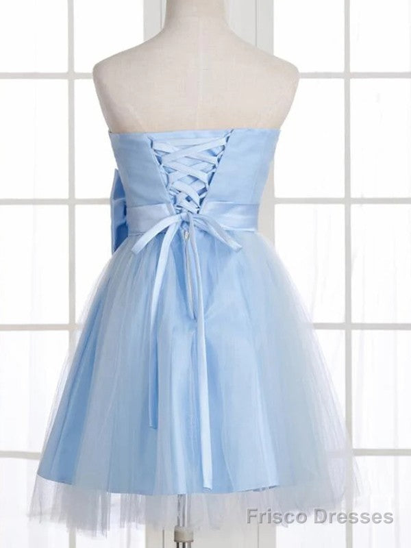 A-Line Skirt Princess Sheer Bow Sleeveless Short Homecoming Dress Secondary image