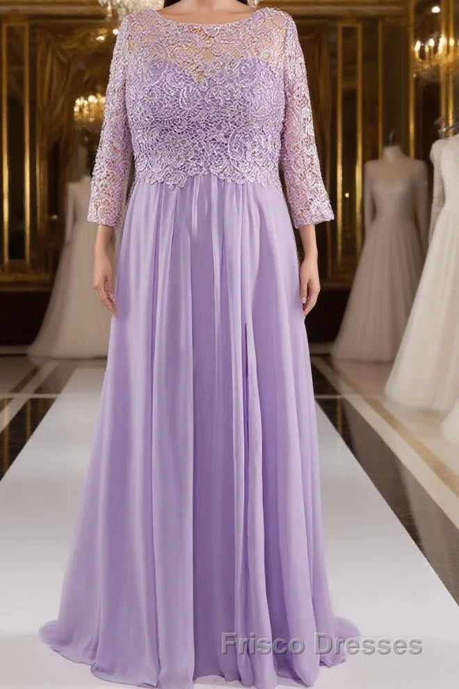 A-Line 3/4 Sleeves Scoop Lace Mother of The Bride Dress Main image