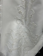 A-Line Spaghetti Strap Beaded Satin Long Formal Prom Dress White Wedding Dress Graduation Formal Prom Dress