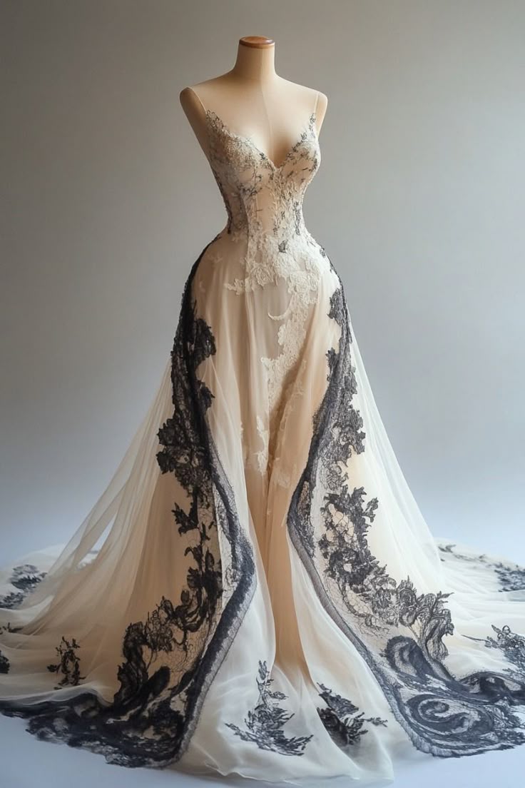 A Line Spaghetti Strap Lace Appliques Ivory Chiffon Prom Dress Graduation Prom Dress