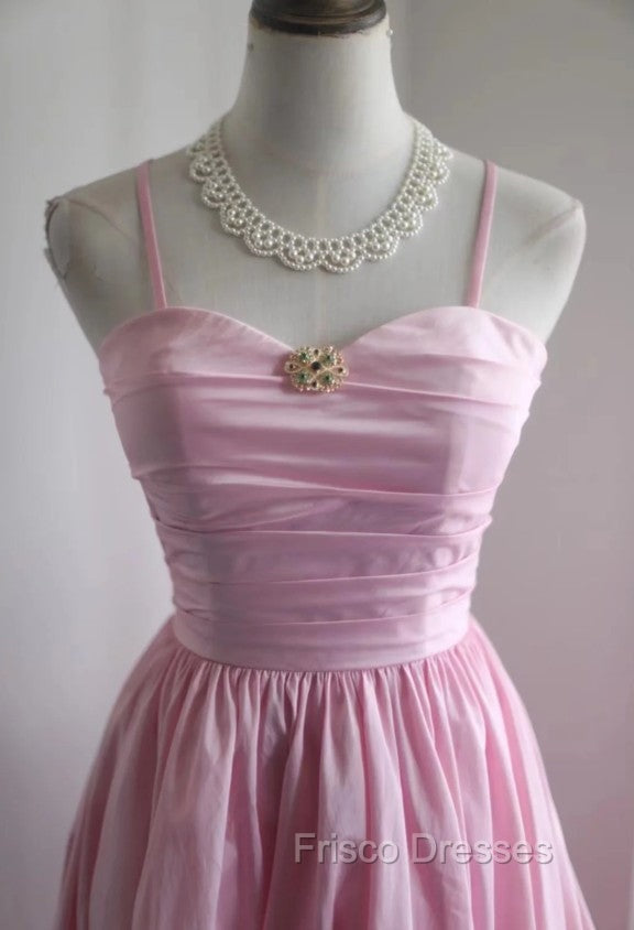 A-Line Spaghetti Strap Satin Long Wedding Dress Birthday Quinceanera Dress Formal Prom Dress