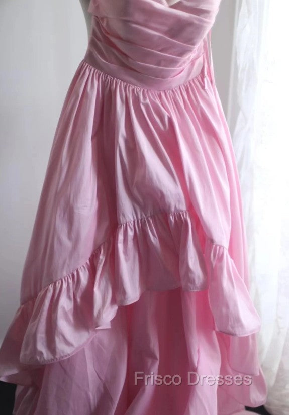 A-Line Spaghetti Strap Satin Long Wedding Dress Birthday Quinceanera Dress Formal Prom Dress