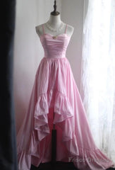 A-Line Spaghetti Strap Satin Long Wedding Dress Birthday Quinceanera Dress Prom Dress