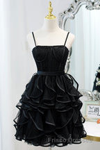 A-Line Spaghetti Strap Tulle Short Homecoming Dress