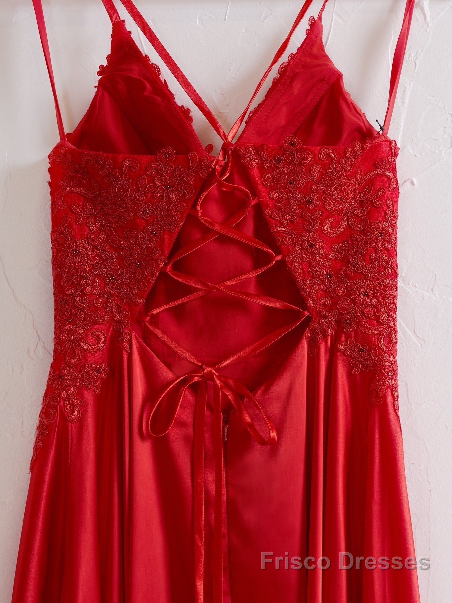 A-line Spaghetti Straps Corset Back Prom Dress With Split