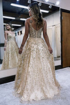 A Line Spaghetti Straps Lilac Corset Prom Dress with Appliques