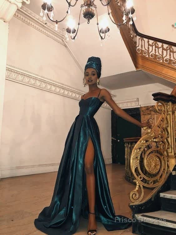 A-Line Split Long Prom Dresses Cheap Party Evening Dress Main image