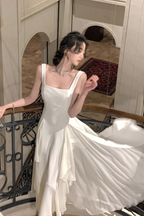 A Line Square Neck Prom Dress, Ankle Length Birthday Outfits