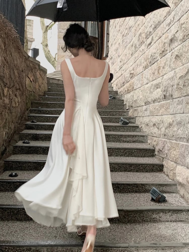 A Line Square Neck Prom Dress Elegant Evening Gown